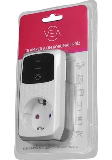 Vea Ve-25532 16a 4000w Tekli Akım Korumalı Priz Aşırı Yüksek Gerilim 1
