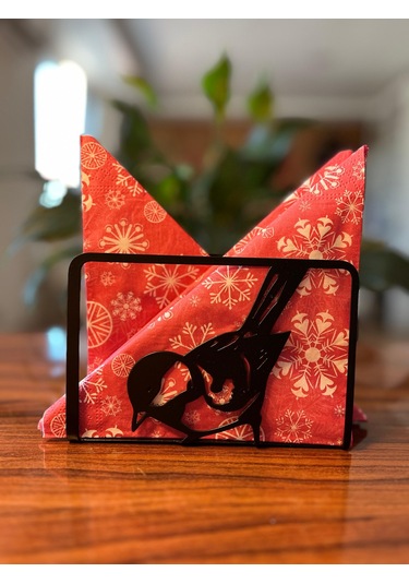 Nfs Dizayn Dekoratif Lazer Kesim Serçe Desenli Metal Peçetelik