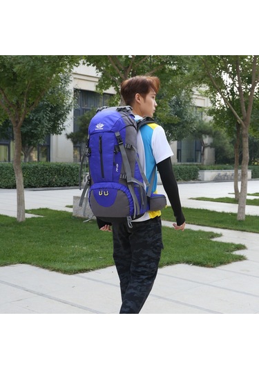 Vanaheımr-50l Yürüyüş Sırt Çantası Su Geçirmez Kamp Sırt Çantası,mavi Mavi