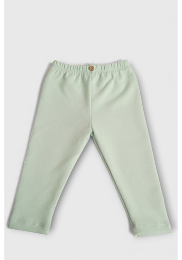 Pamuk Yumuşak Esnek Kumaş Bebek Çocuk Tayt Su Yeşili