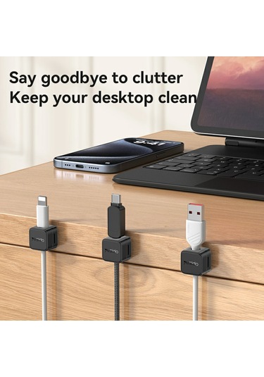 Yesıdo C216 4 Adet Kablo Düzenleyici Manyetik Masa Kablo Klipsi Yönetim Telefon Kablosu Kaleci Beyaz