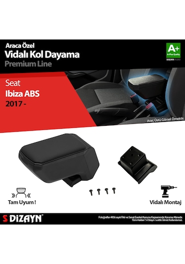 S-dizayn Seat Ibiza Abs Vidalı Kol Dayama Kolçak Siyah 2017 Üzeri A+kalite