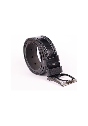 Manda Derisi Rugan Siyah Erkek Kemeri Hakiki Deri 3.5 CM Siyah