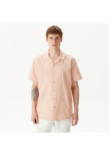 Nautica Erkek Turuncu Classic Fit Kısa Kollu Gömlek Çizgili W45407t Turuncu