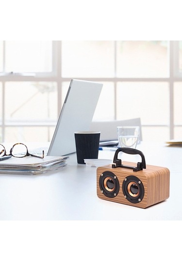 Flybuy Taşınabilir Ahşap Bluetooth Hoparlör - Fm Radyolu, 2x3w, Şarj Edilebilir, Ahşap Gövde, Mini Ses Sistemi