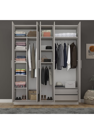 5 Kapaklı Gardırop 180cm Kül Gri