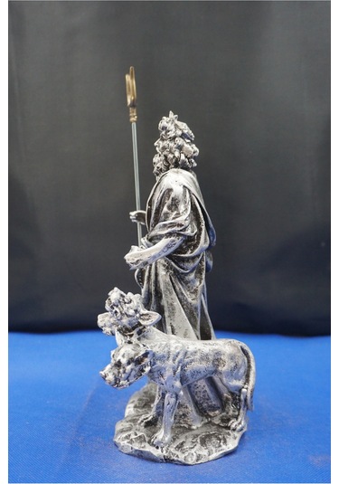 Hades Heykel Biblo Tasarım 25 Cm Mitolojik Obje Hediyelik Eşya Ev Dekor Gümüş