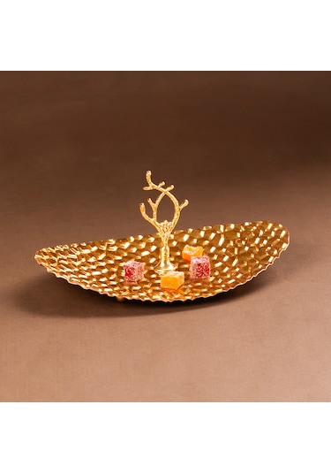 Porsima Gold Metal Mini Sunumluk Şekerlik Lokumluk Kurabiyelik