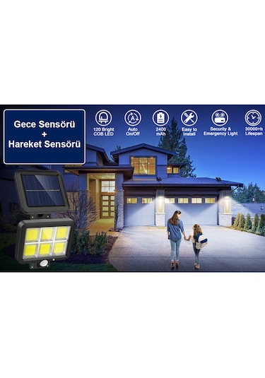 Greentech Güneş Enerjili 120 Cob Led Aydınlatma / GT-SL09