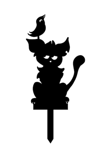 Lazer Kesim Süs Eşyaları Metal Kedi Bahçe Dekoru