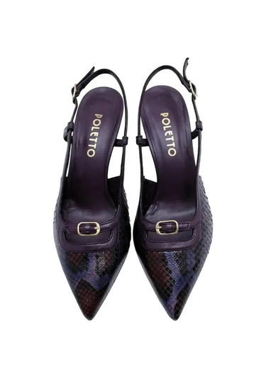 Poletto Hakiki Yılan Deri Kremıt-mor Ayakkabı Stiletto 9841 110 Yln-2431 Kremıt-mor Kiremit - Mor
