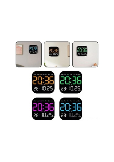 Novahub Büyük Ekranlı Dijital Duvar Saati - Uzaktan Kumandalı, Gece Işığı, Haftanın Günü Ve Sıcaklık Göstergeli Turuncu Bej Bej