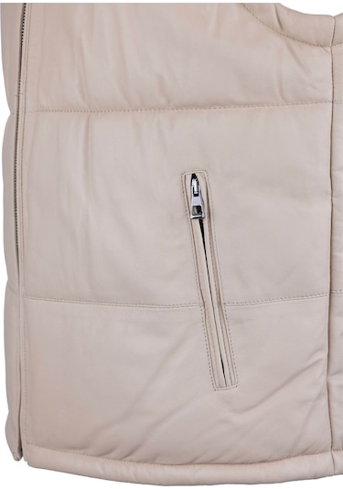 Tamer Tanca Erkek Hakiki Deri Bej Yelek Deri Mont 993 Ylk 25 Erk Derı Yelek Y24 Bej