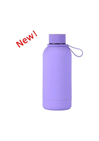 350 Ml Mını Termos Bardak Küçük Ağız Vakum Çift Paslanmaz Çelik Silikon Saplı Taşınabilir Mor