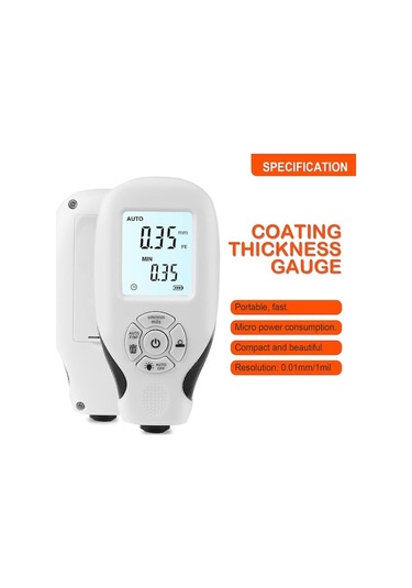 Moly Abs Malzeme Beyaz Cila Kalınlık Ölçer 0-2000μm Lcd Ekran 3%+1μm Hassasiyet