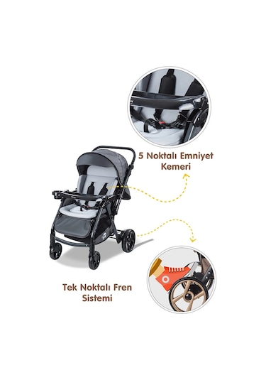 Baby Care Çift Yönlü Alüminyum Kalın Iskelet Bebek Arabası Oyuncak Hediyeli