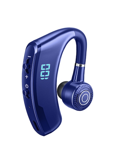 Konesam V9s Mavi Tek Kulaklı Bluetooth 5.0 Kulaklık: Led Ekran, Gürültü Engelleme, Spor Ve Araç Kullanıma Uygun
