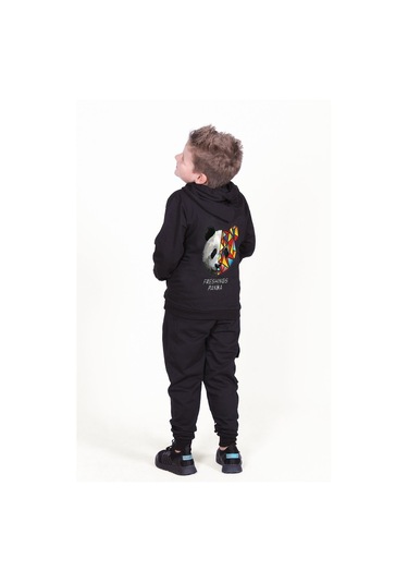 Fyk Kids Panda Baskılı Eşofman Takımı Siyah