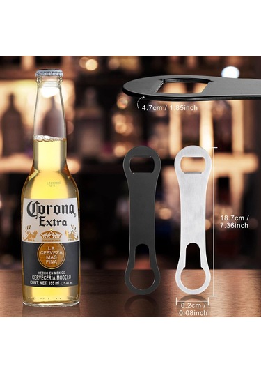 Paslanmaz Çelik Şişe Açacağı Ve Dökme Ağzı Çıkarıcı, Barmenler İçin Bar Aleti, Düz Köpek Kemiği, Metal Hızlı Açacak, Siyah, Gümüş Diğer