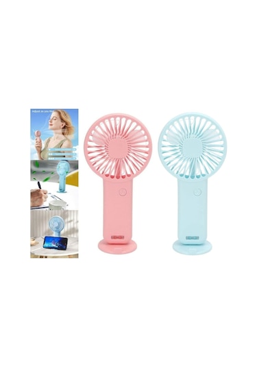 2 Adet Mini Fan,telefon Tutucu,portatif El Vantilatörü Pembe,mavi 9,3x19cm