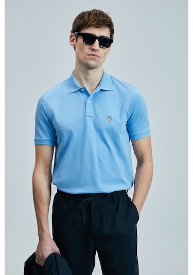 Lufian Erkek Laon Smart Polo T-shirt 111040206 Mavi Mavi