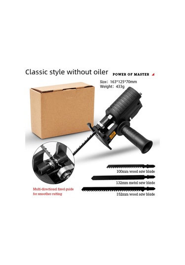 Maiyame Ev Ve Ahşap İşleri İçin Taşınabilir Akülü Matkap Dönüştürücü Gergedan Testere, 3 Bıçak Ve Anahtar İle Siyah Klasik Model Yağ Potu Dahil