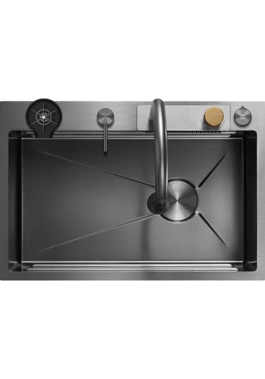 Crauf Dolce Vita 6375 Füme Akıllı Mutfak Eviyesi Füme