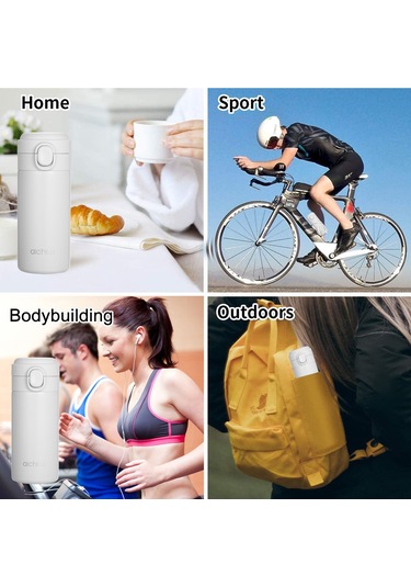 Kosona 304 Çelik Vakumlu Isı Saklama Bardağı 300ml Beyaz - Çift Katlı Isı Yalıtımı Ve Düşük Sızıntı, Seyahat İçin Tıkla Aç Kapağı Diğer