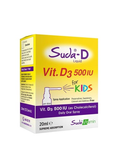 Suda Vitamin Suda-D Vitamin D3 500 Iu For Kids Spray 20 Ml