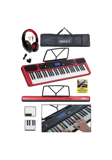 Midex Ps-5200rd-h Pro Org 61 Led Işıklı Tuş Hassasiyetli Bluetooth Midi Kulaklık