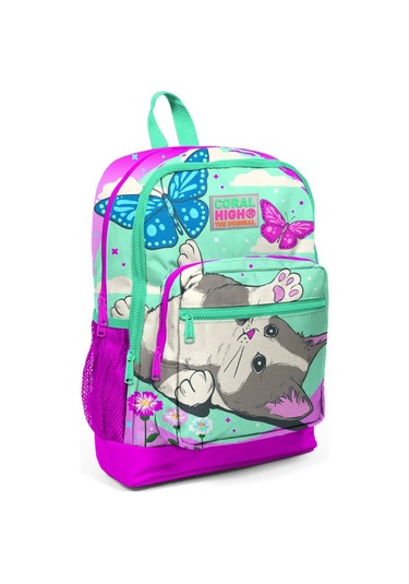 Coral High Pembe-yeşil Sevimli Kedi Baskılı İlkokul ve Günlük Sır