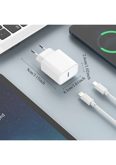 Honeybeeshop 20w Usb C Hızlı Şarj Cihazı + 1.5m Pd Kablosu İpdone Uyumlu 14 13 12 11 Xr İçin Adaptör