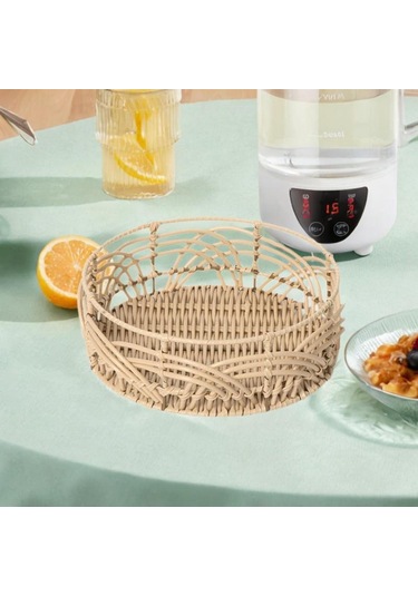 Suntek El Dokuma Rattan Sepet Çeşitli Eşyalar Meyve Ekmek S Kahverengi