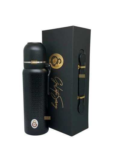 Akıllıelma-galatasaray 587193 Çelik Termos Bardaklı Kapak Siyah 650 Ml Çok Renkli