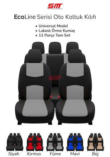 Ecoline Serisi Universal Oto Koltuk Kılıfı Füme