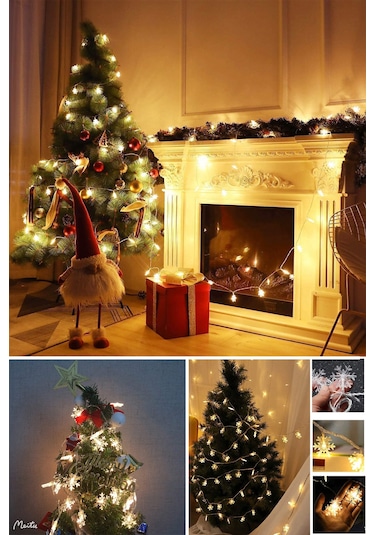 Technojet Dekoratif Kar Tanesi Şerit Led Yılbaşı Ağaç Süsü 10’lu