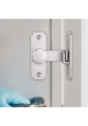 Homyl Sürgülü Ahır Kapı Mandalı Kilidi Sağ Açı Gümüş