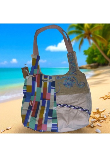 Vintage Renkli Salaş Etnik Orta Boy Plaj Günlük Kadın Kol Omuz Çantası 34 Cm X 37 Cm Pembe