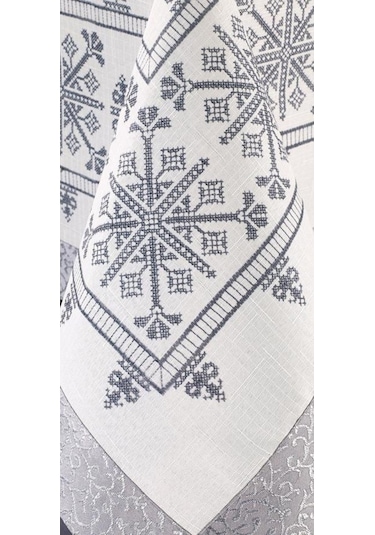 Kanaviçe Baskılı Sultan Masa Örtüsü Silver 160X300 Cm (541544345)