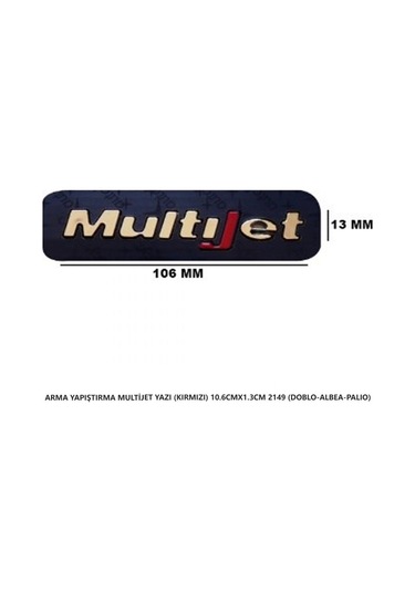 Fiat Multijet Kırmızı Arma Bagaj Yazısı Yapıştırma 10.6cmx1.3cm 2149