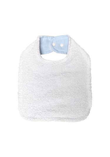 Pamuklu Sıvı Geçirmez Mama Önlüğü Bürümcük-havlu Çift Yönlü M-b Beyaz - Mavi