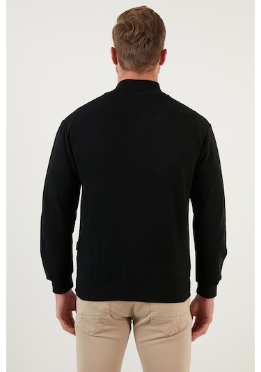 Buratti Pamuklu Fermuarlı Dik Yaka Cepli Erkek Hırka 456210 Siyah