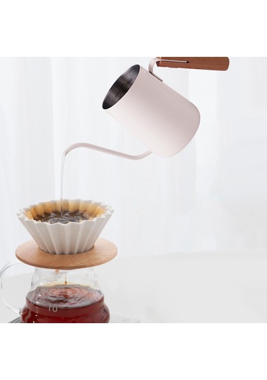 Suntek Pour Over Kettle Paslanmaz Akış Ağızlı Beyaz Beyaz