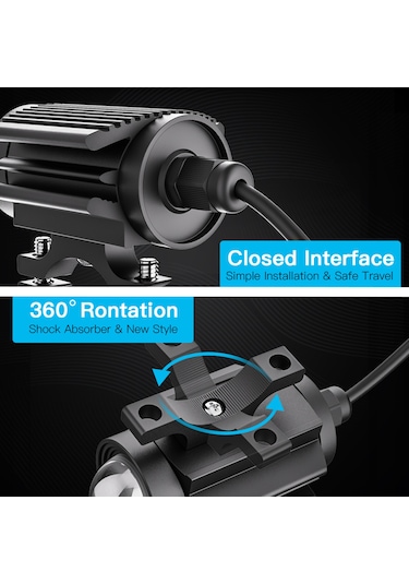 Tenfowee Motorcycle Led Feneri 60w 60000lm - Sarı Beyaz İki Renkli Işık, 600ft Projektör Mesafesi, Ip67 Su Geçirmez, 50000 Saat Ömür