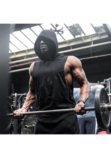 Kırmızı Muscleguys Yeni Moda Spor Pamuk Kolsuz Gömlek Erkek Spor Salonu Kapüşonlular Tank Top Erkekler Spor Gömlek Vücut Geliştirme Atlet Egzersiz Yelek Erkekler Kırmızı