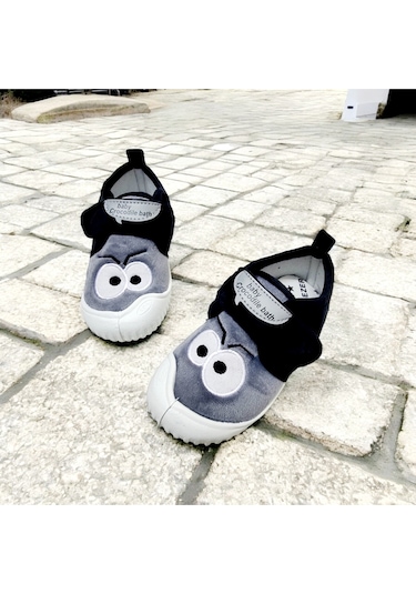 Yumuşacık Cırtlı Ortopedik Eğlenceli Göz Kreş,anaokuku,ev Pandufu Gri - Siyah