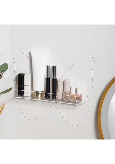 Şeffaf Pleksi Kelebek Duvar Rafı Şeffaf Kendinden Yapışkanlı Vidalı Askı Hediye Diğer