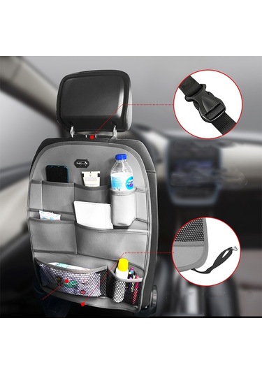 Alfa Romeo 164 Deri Koltuk Arkası Organizer Koruyucu Gri 2 Adet Fs