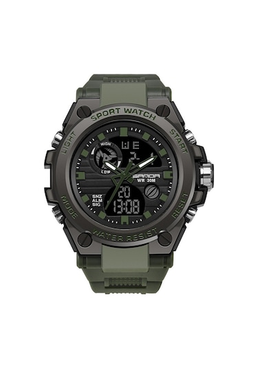 Sanda Sanda 739 Dış Mekan Spor Çift Ekran Hareketi Çoklu Kinetik Elektronik Saat Gelgit Erkek Su Geçirmez Parlak Erkek Saati Ordu Yeşili Çok Renkli