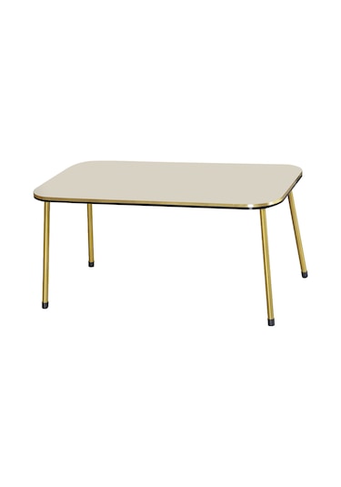 Zigon Sehpa Ve Orta Sehpa Kr Set Çift Gold Krem Metal